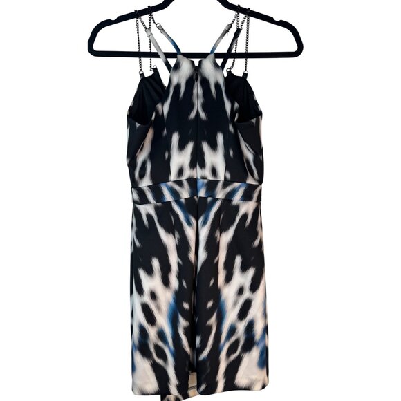 2/$30 Bebe XXS Black & White Abstract Print Dress With Chain Straps - Picture 3 of 14